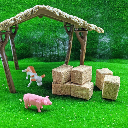 16pcs 1.18X0.79X0.79in LOGOFUN Mini Hay Bales Miniature Hayrick Mini Haystack Decoration Miniature Hay Blocks