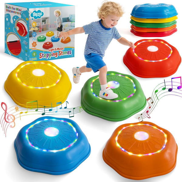 Brezlio Musical Stepping Stones for Kids - 7 Piano & Drum Tones, Flashing