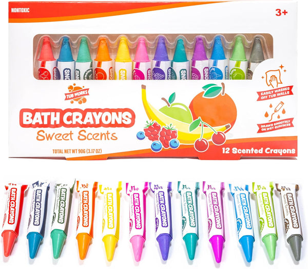 Tub Works Sweet Scents Smooth Bath Crayons Bath Toy, 12 Pack |