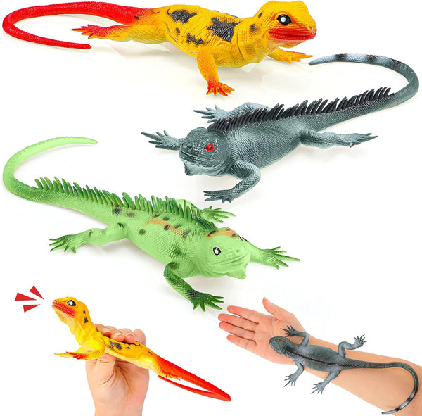 13.5 Inch Lizard Toy with Sound - Colorful Plastic Fake Big Artificial Model Lizards for Educational Prop Party Favor
