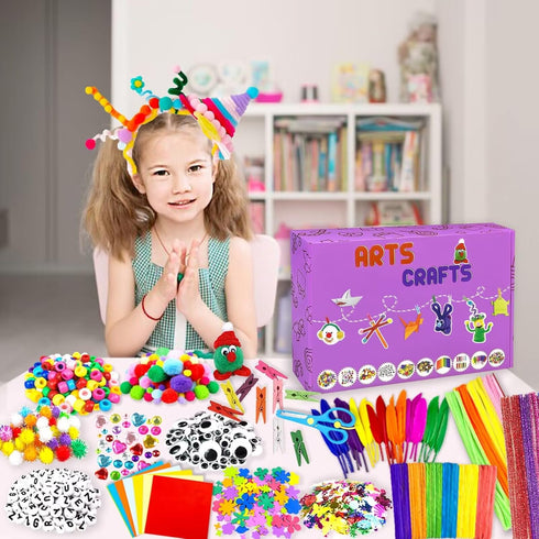 2000 Pcs DIY Arts and Crafts Supplies Kit for Kids, All in 1 Crafting Collage Activity for Toddlers Age 5-9