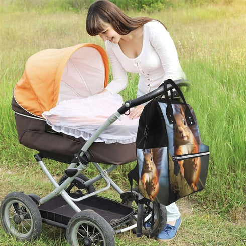 HCBPWVQA Backpack Daypacks Backpack Mommy Squirrel Funny Animal Diaper Bag with Changing Pad and Pacifier Holder