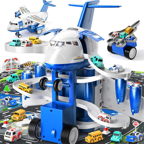 2-4 3-5 8 3-5 MSKOLER Airplane Toys for Toddlers - Boy Toy Car Race Tracks for Kids Ages with Small Car Toys, Toddlers