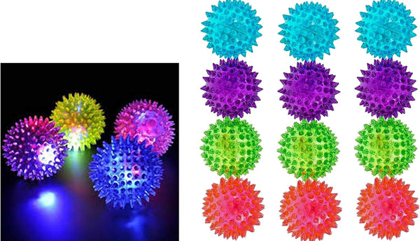 JA-RU Light Up Spiky Balls for Kids (12 Pack) Light Up Bouncy