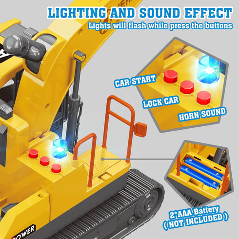 Dwi Dowellin Toys for 3 Year Old Boys, Excavator Toys with 6 Metal Racing Cars and 2 Engineering Vehicles, Foldable