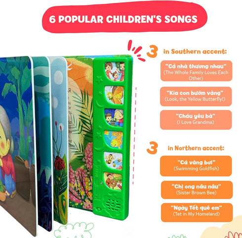 tinywrist AUDIOBOOKS - B Sings and Learns Vietnamese Interactive Bilingual Music Book for Babies, Toddlers & Kids |