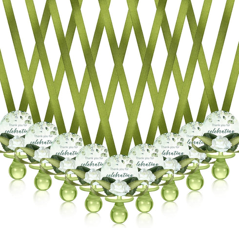 Coume 48 Pcs Sage Green Baby Shower Favors Acrylic Pacifier Necklace Thank