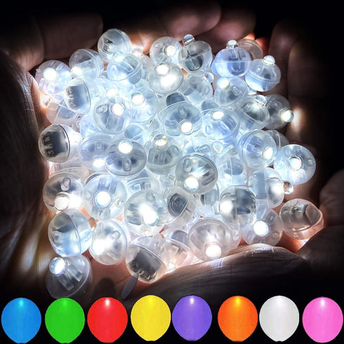 Aogist 100pcs White LED Balloon Light, Mini Round LED Ball Lamp for Paper Lantern Balloon, Indoor Outdoor Event