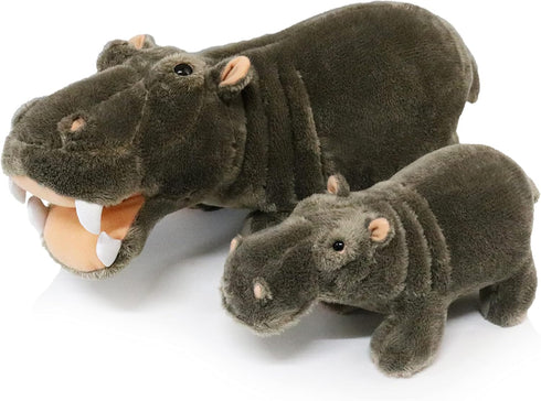 Set Ice King Bear Mom and Baby Stuffed Animals Zoo Wild Animals (Hippo)