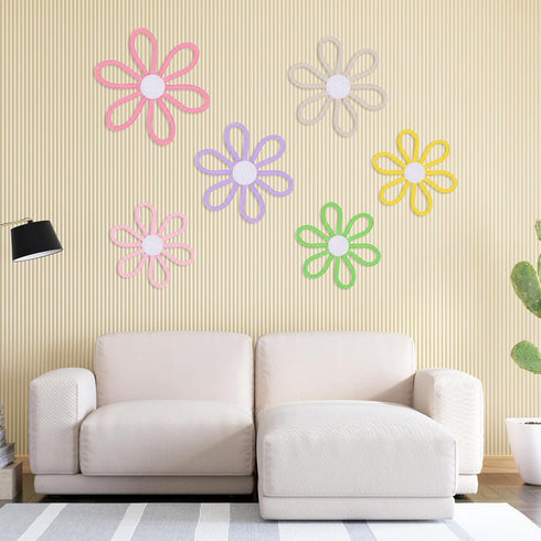 Dimeho 6pcs Boho Nursery Decor Daisy Flower Woven Macrame Wall Hanging 3 Size
