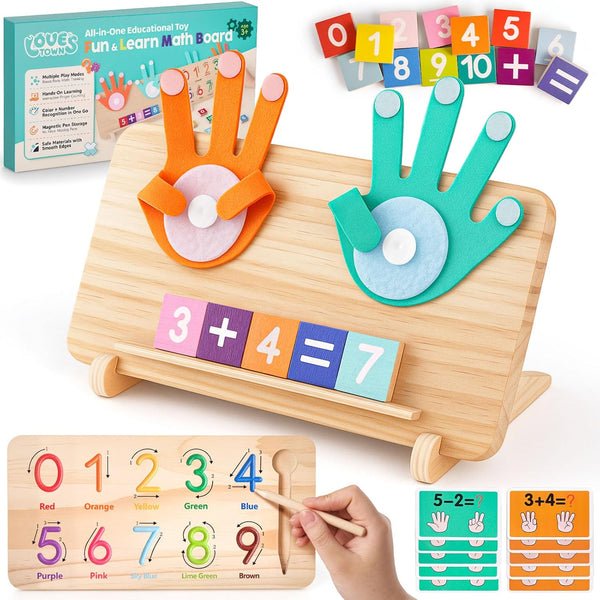 LovesTown Preschool Learning Toys, Educational Math Manipulatives Finger Counting Blocks, Tracing Number