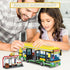 WEMEWEME Set 6+, 386PCS City Bus Building Blocks for Kids Pushable Bus Toy with Station Platform, Realistic Doors