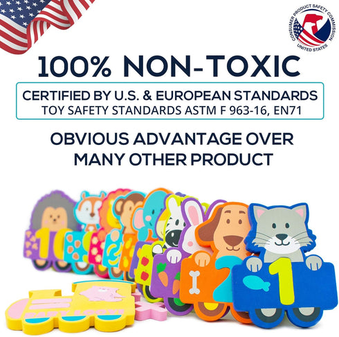 100% Non-Toxic Bathtub Numbers - Set of 27 pcs Fun Bath Foam Toys for Kids Girls Boys - Educational Puzzles