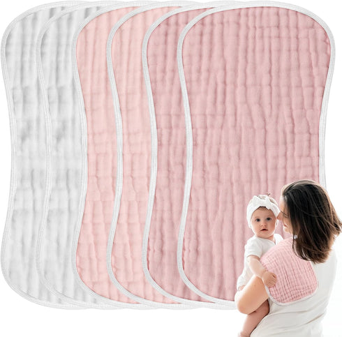 Set 6, 20'' 10'' MUKIN Baby Muslin Burp Cloth of Ultra Soft Absorbent Thick Cotton Burping Cloths for Unisex Newborn