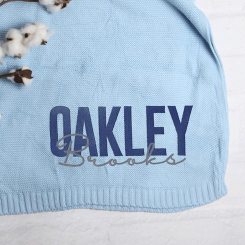 Personalized Baby Blanket, Embroidered Name, Knit Baby Blanket, Newborn Baby Gift, Swaddle Soft Breathable Cotton Knit