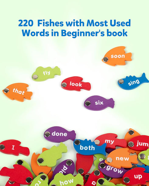 Coogam Wooden Magnetic Fishing Game, Learning Dolch Word Flashcards, Montessori Educational Toy for Preschoolers