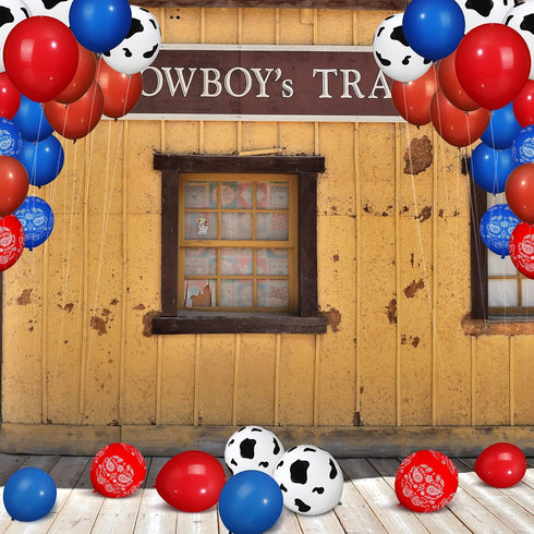 60 Pieces Blue Red Western Cowboy Bandana Balloons 12 Inch Latex Balloons Arch Garland for Baby Shower Birthday Party