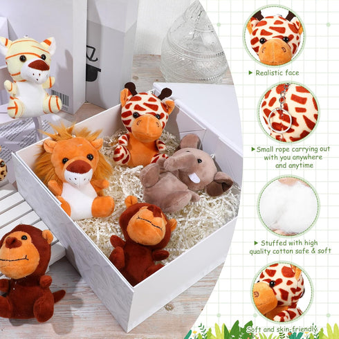 18 4.8 Inch Summer, HyDren Pcs Small Safari Stuffed Animals Bulk Jungle Animal Mini Plush Toy Lion Tiger Elephant