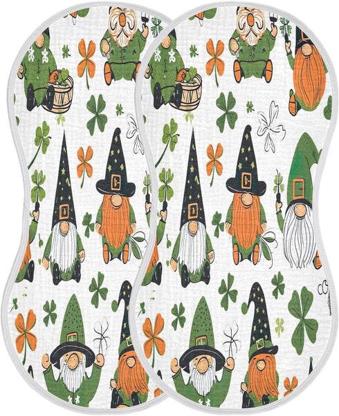 YETTASBIN St. Patrick's Day Gnome Muslin Baby Burp Cloth, Super Soft Absorbent Cotton Burp Rag Baby Bibs Feeding Cloth