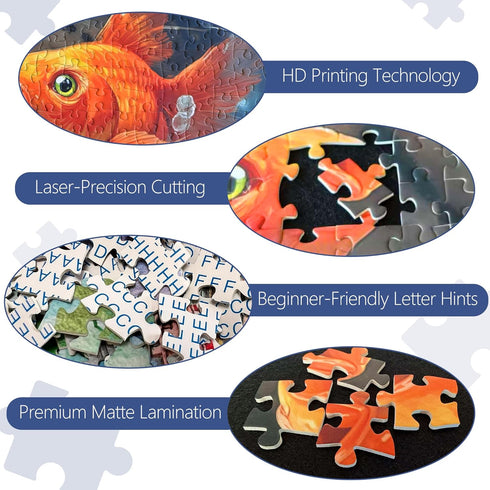 1000 27.56 19.68 Inches, Curious Cat Fish Jigsaw Puzzles Pieces for Adults -Challenging Funny Kitten Terrified Fish