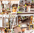 Teens,3D DIY Miniature House Kit,Pet Shop Dollhouse Miniature Kit with LED & Furniture,Mini Diorama House Building Kit