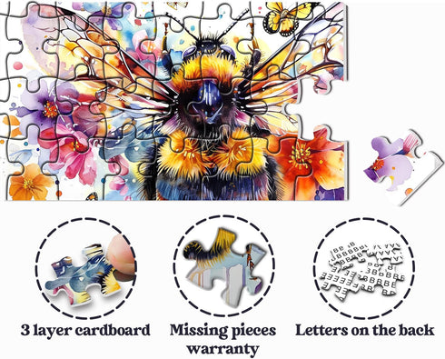 Flowers Bee Puzzles for Adults 1000 Pieces - Garden Bee Butterfly Jigsaw Puzzles as Nature Home Decor
