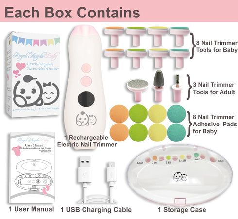Royal Angels 22 1 Trimmer Set 2 4-in-1 Rechargeable in Electric Nail Value (WhitePink) & Pcs Nose, Nail & Ear Cleaner