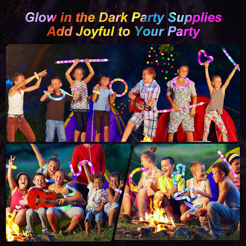 24 Pack Pack Light Up Glow Sticks Fidget Pop Tubes, Glow in The Dark Party Supplies Toddler Sensory Toys, Glow Stick