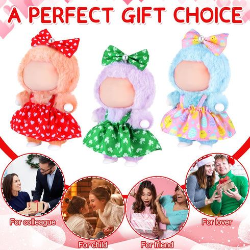 Simgoing 3 Pack 17cm Set Easter Doll Clothes Cute Pink Easter Egg Green Clover Red Heart Outfit for Valentine St.