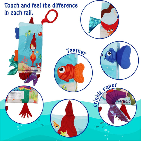 0-6-12-18 bebe mondo Fish Baby Books Toys Months,Touch Feel Crinkle Soft Cloth Books for Babies Infant Newborn, Baby