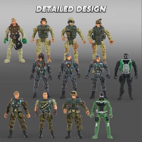 16 Playset 12 Playset, 3 4 5 6 7 8 JOYIN PCs Army Men with Realistic Army Ranger Men Action Figures and Weapon Gear