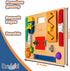 Busy Board - Wooden Montessori Activity Board for Toddlers & Kids with 12 Educational Sensory Toys