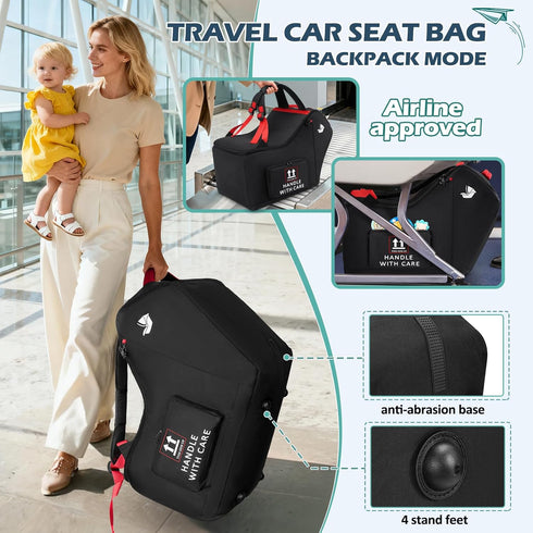30 Backpack RAINSMORE Infant Car Seat Travel Bag for Airplane Compatible with All Nuna Pipa Car Seat and Base Chicco