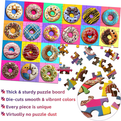 Puzzles for Kids Ages 4-10 - Colorful Donuts 100 Piece Puzzle - Educational Toys Gifts