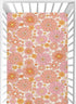 CaTaKu Mini Crib Sheets Fitted for Girls Boys Retro Orange Flower Baby Crib