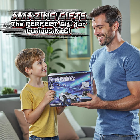 360 3 4 5 6 7 8-12 Wall Climbing Remote Control Car, Rotating RC Stunt Car with Headlight, Rechargeable RC Cars Toys