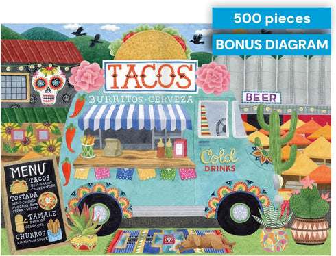 500 Ceaco - Food Trucks Taco Truck Piece Jigsaw Puzzle with Colorful Vibrant Art for Adults and Teens