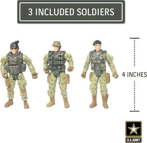 United States Army Recon Platoon Playset with 3 Military Action Figures, Mini Weapons & Accessories