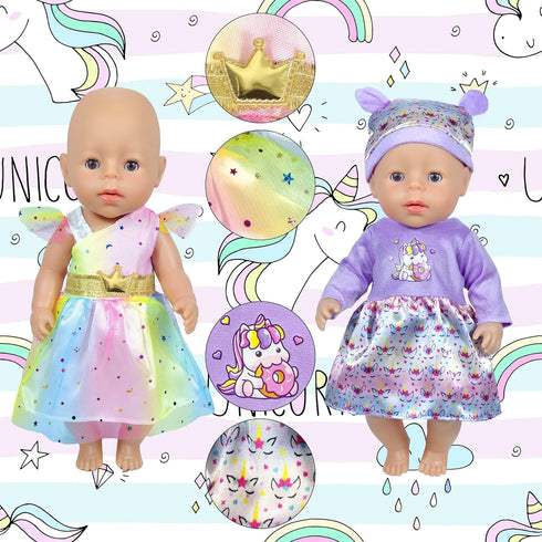 12 Sets 14-16-Inch-Baby-Doll-Clothes-Outfits 43cm 15-inch-Baby-Dollno WONDOLL Dress Headbands Accessories Compatible