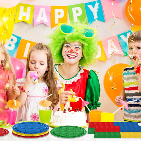 80PCS Building Blocks Themed Birthday Party Decorations, Building Bricks Tableware, Party Paper Plates Napkins,