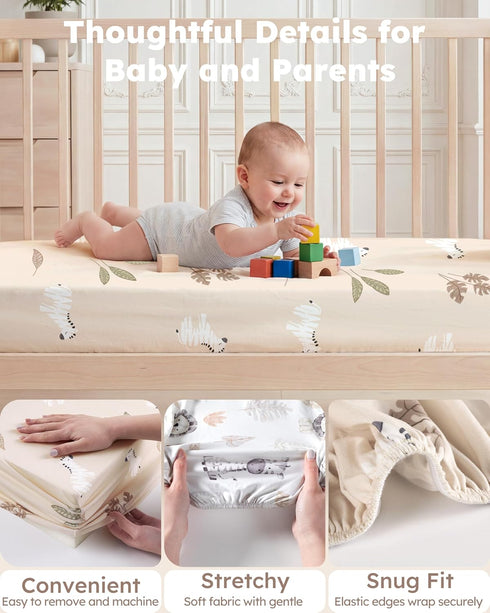 Nyessmee 52" 28", 2-Pack Baby Crib Sheets for Boys and Girls, Fitted Crib Sheets x Soft Breathable Microfiber Sheets