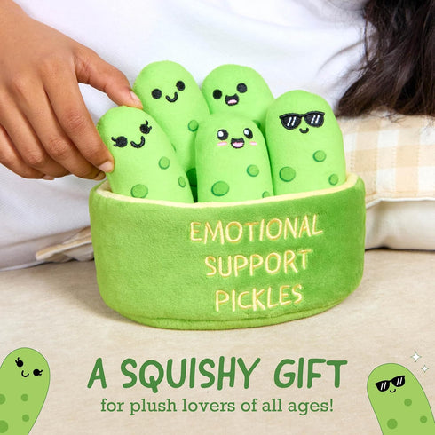 5 Emotional Support Pickles by Relatable, Cuddly Stuffed Animals and Toys, Squishy Toys and Plushies, Perfect Funny