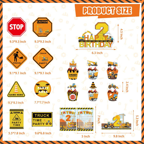 Mpanwen Construction Birthday Party Supplies for 2 Year Old Boy, 139 Pcs Dump Truck Decorations for Boys