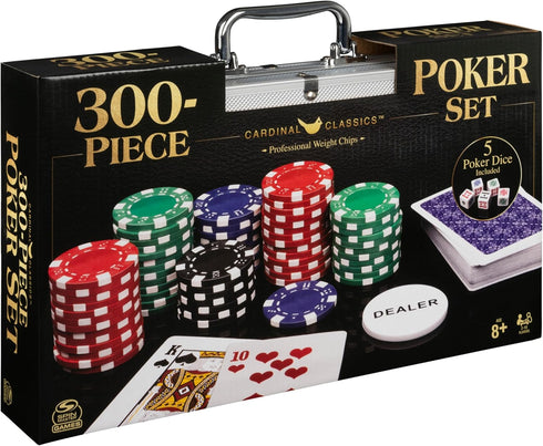 Cardinal Classics 300-Piece Poker Set - Aluminum Carrying Case, Professional Weight Chips, Casino Game for Ages 8+