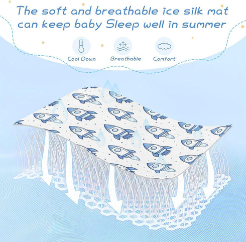 EtherSpher 28" 52" Blue Missiles Cooling Baby Crib Mattress x Absorbent Crib Bumper Pads for Baby&Toddler