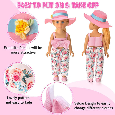 Zecckige 18 inch 18 Inch 17Pcs Set Doll Clothes and Accessories for American Dolls Girl Clothing Gift, Complete
