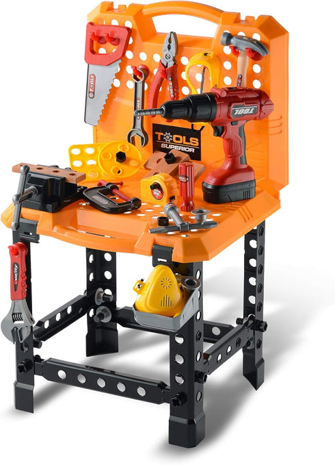 Toy Choi's 82pcs Kids Tool Bench Toy - STEM Construction Kid Tool Set for Age 2-4, Toddler Workbench with Realistic