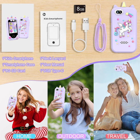 Kids Phone Toy Gift for Girls Age 3-8 - Toddler Smart Phone Dinosaur Learning Toys with Educational Games and Music