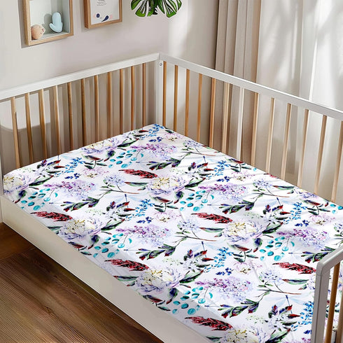 Set Purple Floral Nursing Pillow Cover, Nursing Pillowcase for Baby boy or Baby Girl Ultra Soft Neutral Crib Fitted