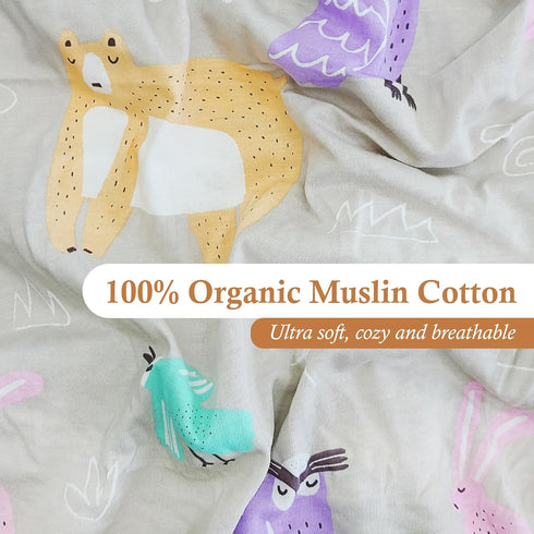 Moonybaby Baby Crib Sheet - 100% Organic Cotton Crib Sheet Unisex - for Standard Crib and Toddler Mattresses (Jersey with Animal Printing) by Moonybaby